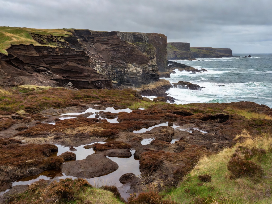 Peat bog and coastal cliffs on the Isle of Islay